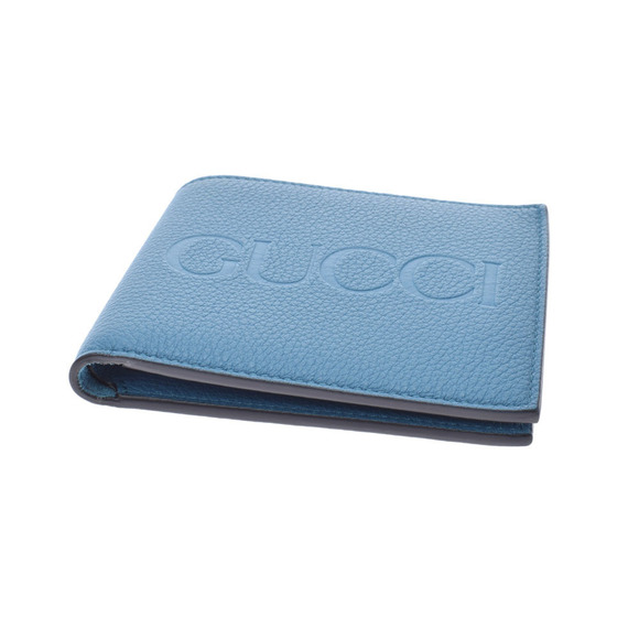 Gucci Logo Wallet Blue Leather Bifold - Picture 3 of 12